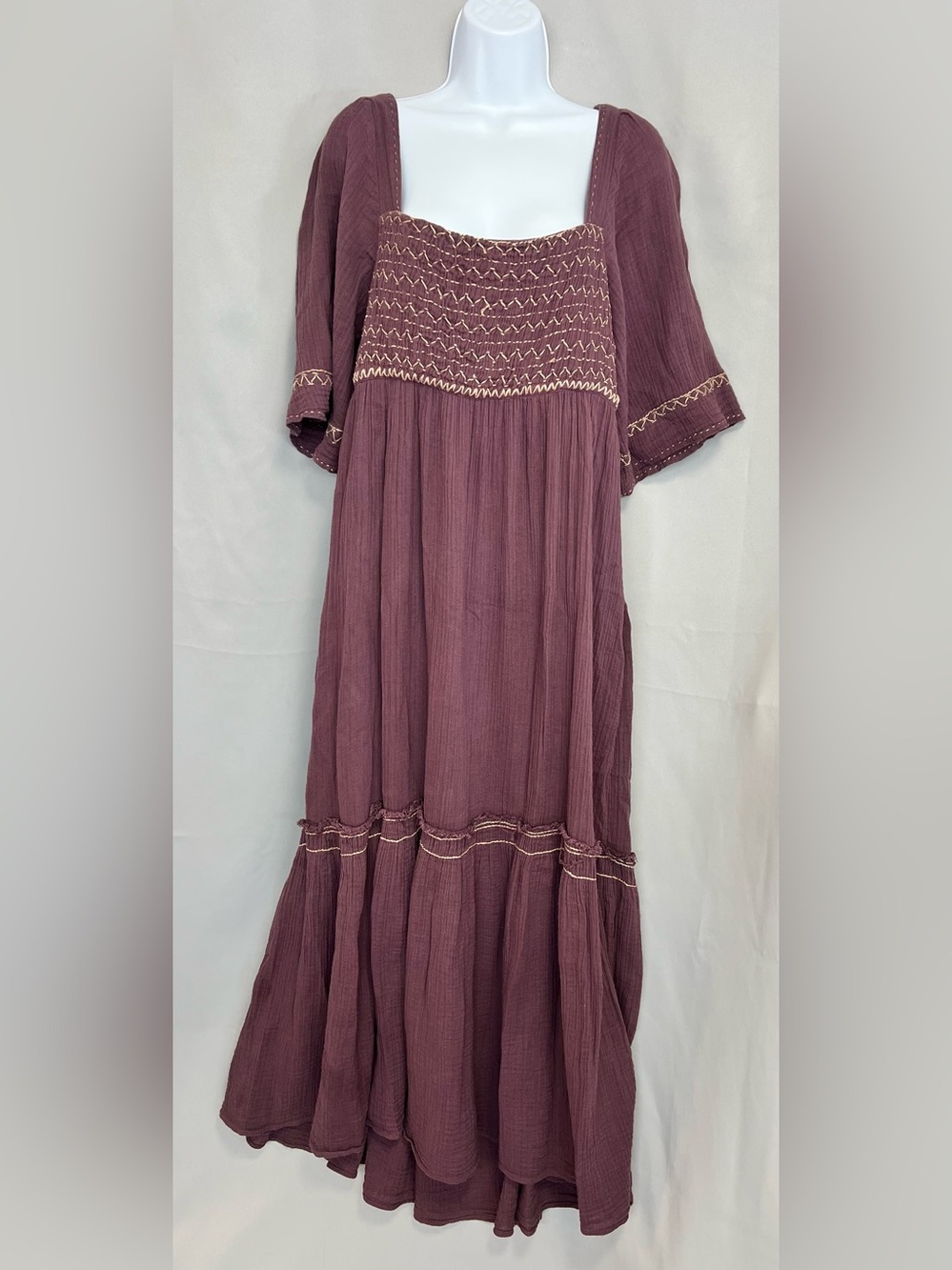 Free People I’m The One Smocked Maxi Dress Size Large Grape…(E255)